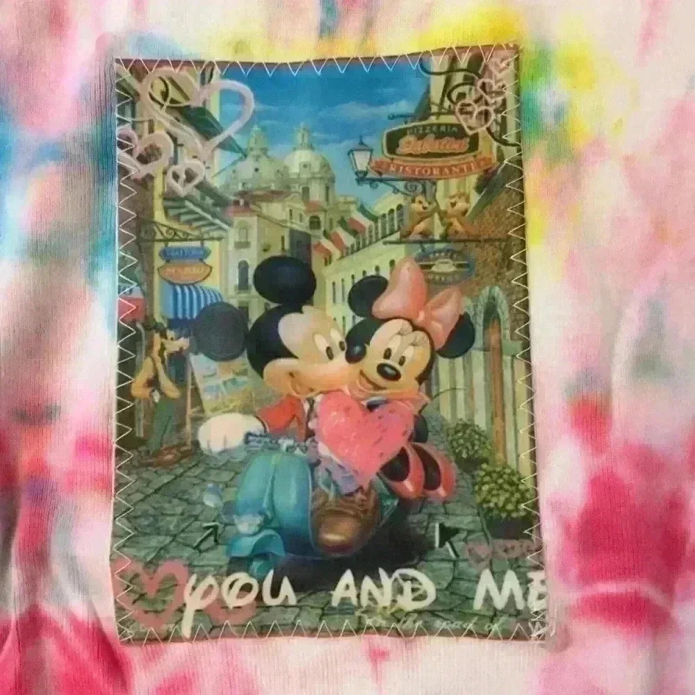 Mickey and Minnie Tie dye T-shirt girls S blue XL Disney